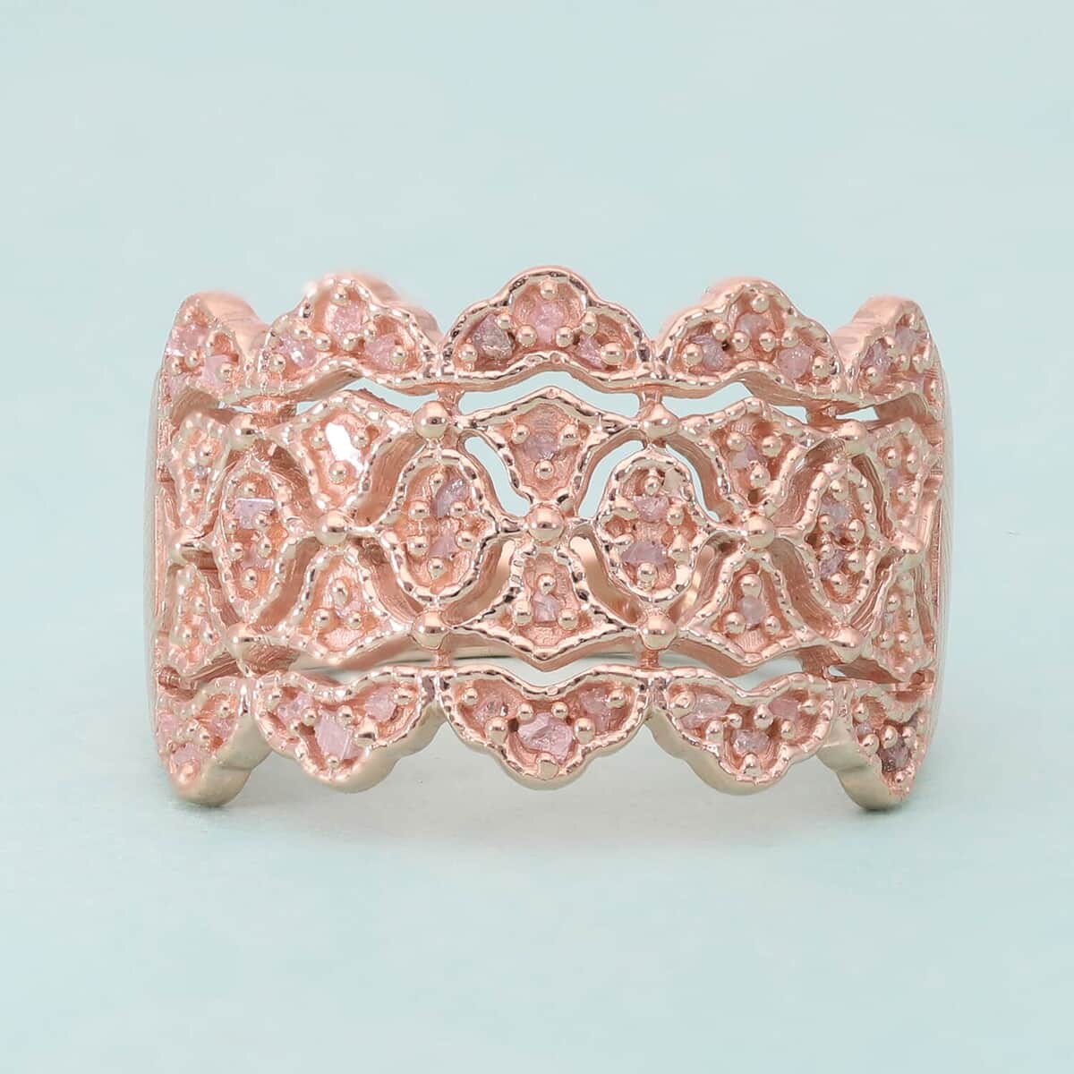 Uncut Natural Pink Diamond Ring in Vermeil Rose Gold Over Sterling Silver (Size 10.0) 0.25 ctw image number 1