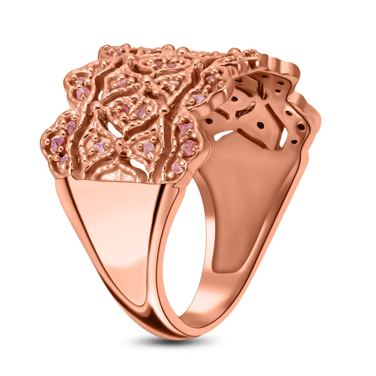 Uncut Natural Pink Diamond Ring, Pink Diamond Cocktail Ring, Vermeil Rose Gold Over Sterling Silver Ring, Engagement Ring For Her  0.25 ctw image number 3