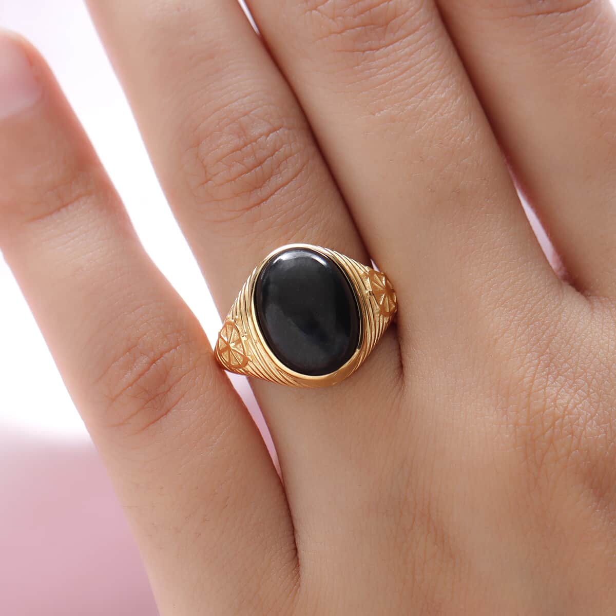 Shungite Captain Ship Wheel Ring in Vermeil Yellow Gold Over Sterling Silver (Size 6.0) 4.75 ctw image number 2
