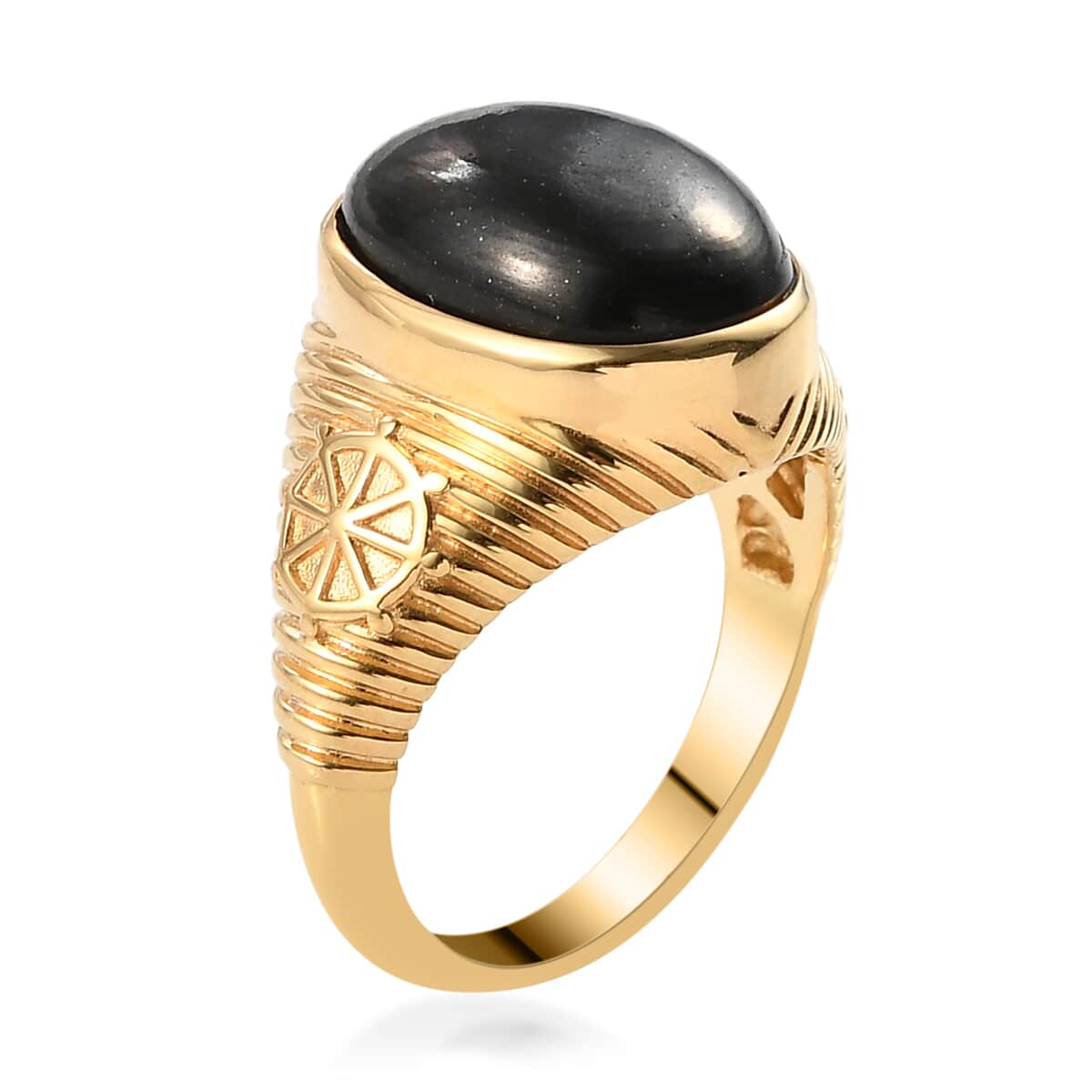 Shungite Captain Ship Wheel Ring in Vermeil Yellow Gold Over Sterling Silver (Size 6.0) 4.75 ctw image number 3