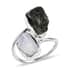 Artisan Crafted Rough Cut Bohemian Moldavite and Rainbow Moonstone Bypass Ring in Sterling Silver (Size 9.0) 8.90 ctw image number 0