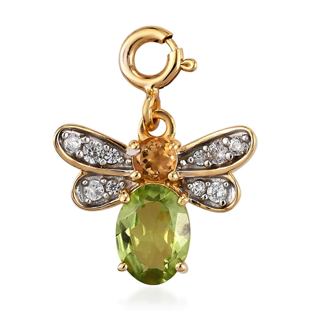 Charmes D'Joy Peridot and Multi Gemstone Firefly Charm in Vermeil Yellow Gold Over Sterling Silver 1.55 ctw image number 0