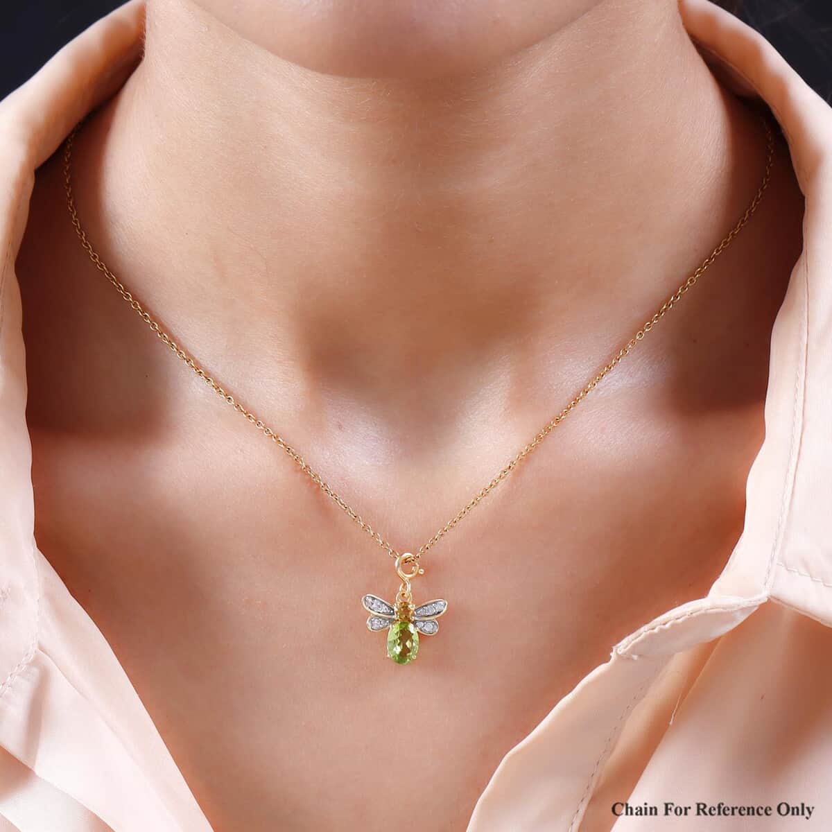 Charmes D'Joy Peridot and Multi Gemstone Firefly Charm in Vermeil Yellow Gold Over Sterling Silver 1.55 ctw image number 2