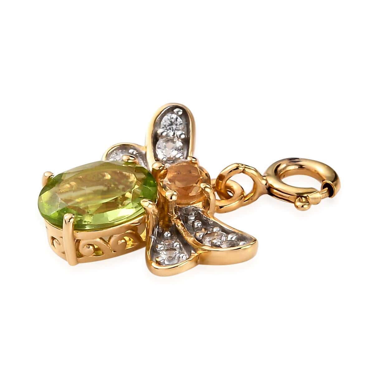 Charmes D'Joy Peridot and Multi Gemstone Firefly Charm in Vermeil Yellow Gold Over Sterling Silver 1.55 ctw image number 3