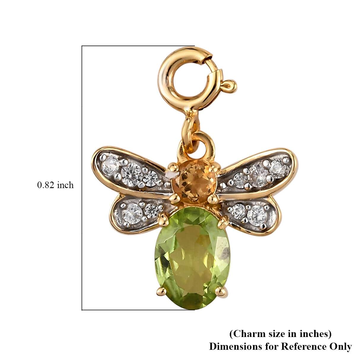 Charmes D'Joy Peridot and Multi Gemstone Firefly Charm in Vermeil Yellow Gold Over Sterling Silver 1.55 ctw image number 5