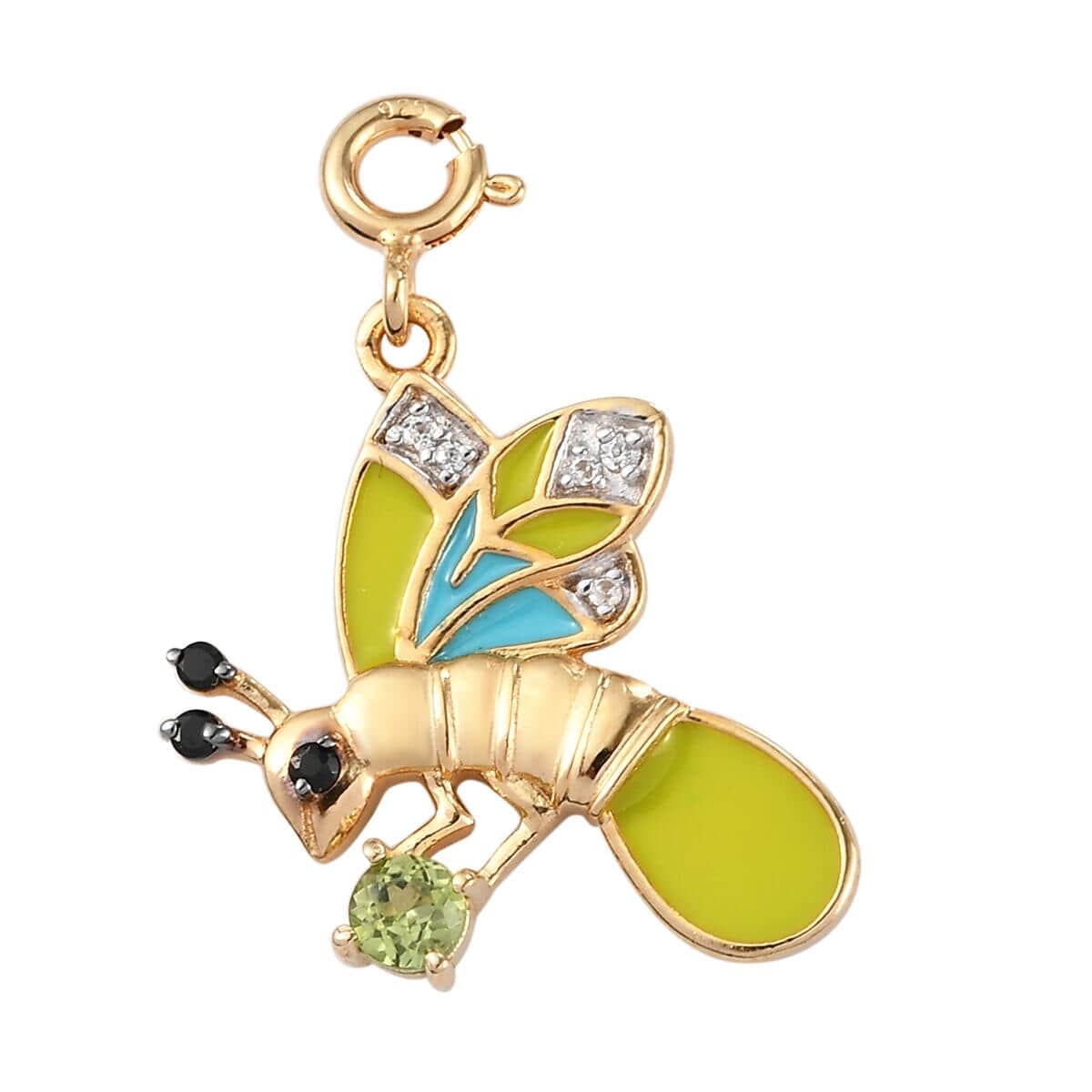 Charmes D'Joy Peridot and Multi Gemstone Lightning Bug Charm in Vermeil Yellow Gold Over Sterling Silver 0.30 ctw image number 0