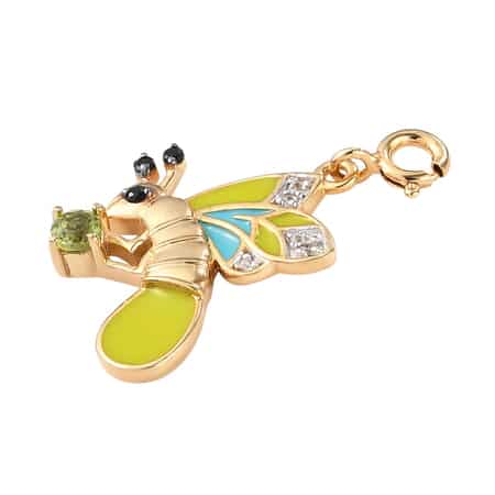 Charmes D'Joy Peridot and Multi Gemstone Lightning Bug Charm in Vermeil Yellow Gold Over Sterling Silver 0.30 ctw image number 3