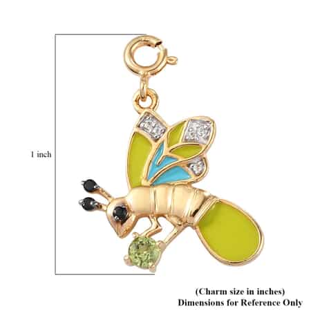 Charmes D'Joy Peridot and Multi Gemstone Lightning Bug Charm in Vermeil Yellow Gold Over Sterling Silver 0.30 ctw image number 5