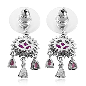 Moroccan Amethyst and Multi Gemstone Chandelier Earrings in Platinum Over Sterling Silver 4.35 ctw