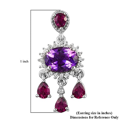 Moroccan Amethyst and Multi Gemstone Chandelier Earrings in Platinum Over Sterling Silver 4.35 ctw