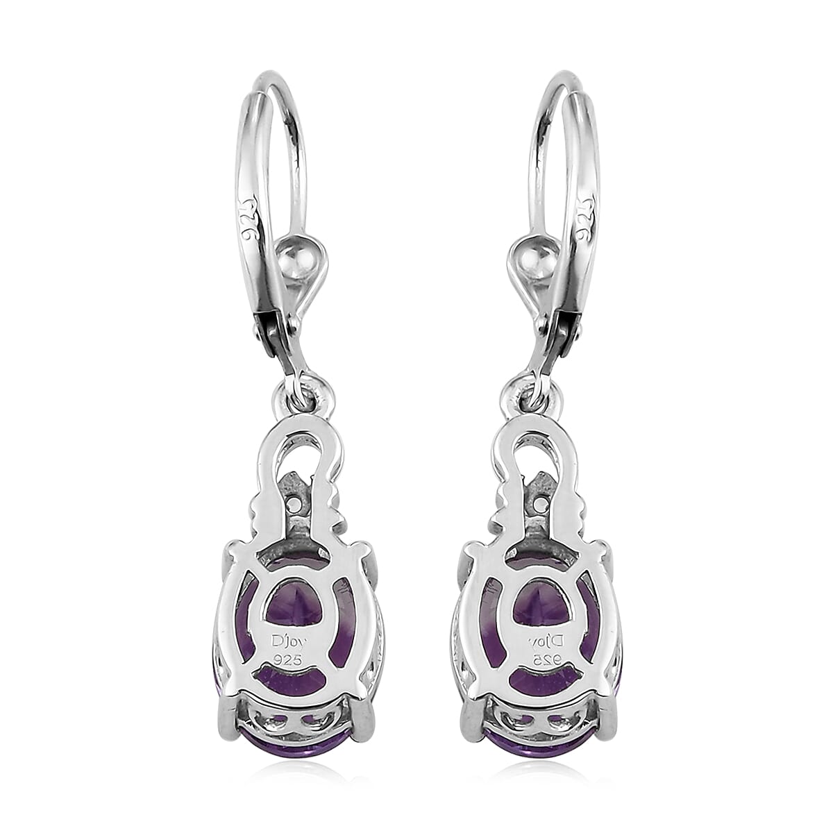 Moroccan Amethyst and White Zircon Lever Back Earrings in Platinum Over Sterling Silver 5.00 ctw image number 3