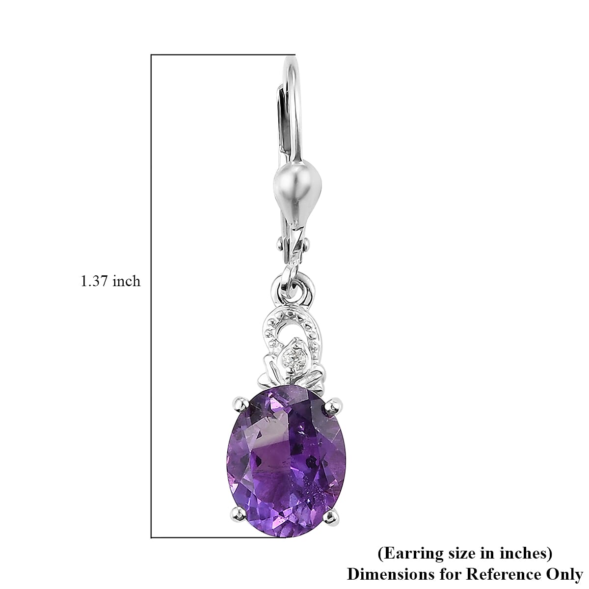 Moroccan Amethyst and White Zircon Lever Back Earrings in Platinum Over Sterling Silver 5.00 ctw image number 4