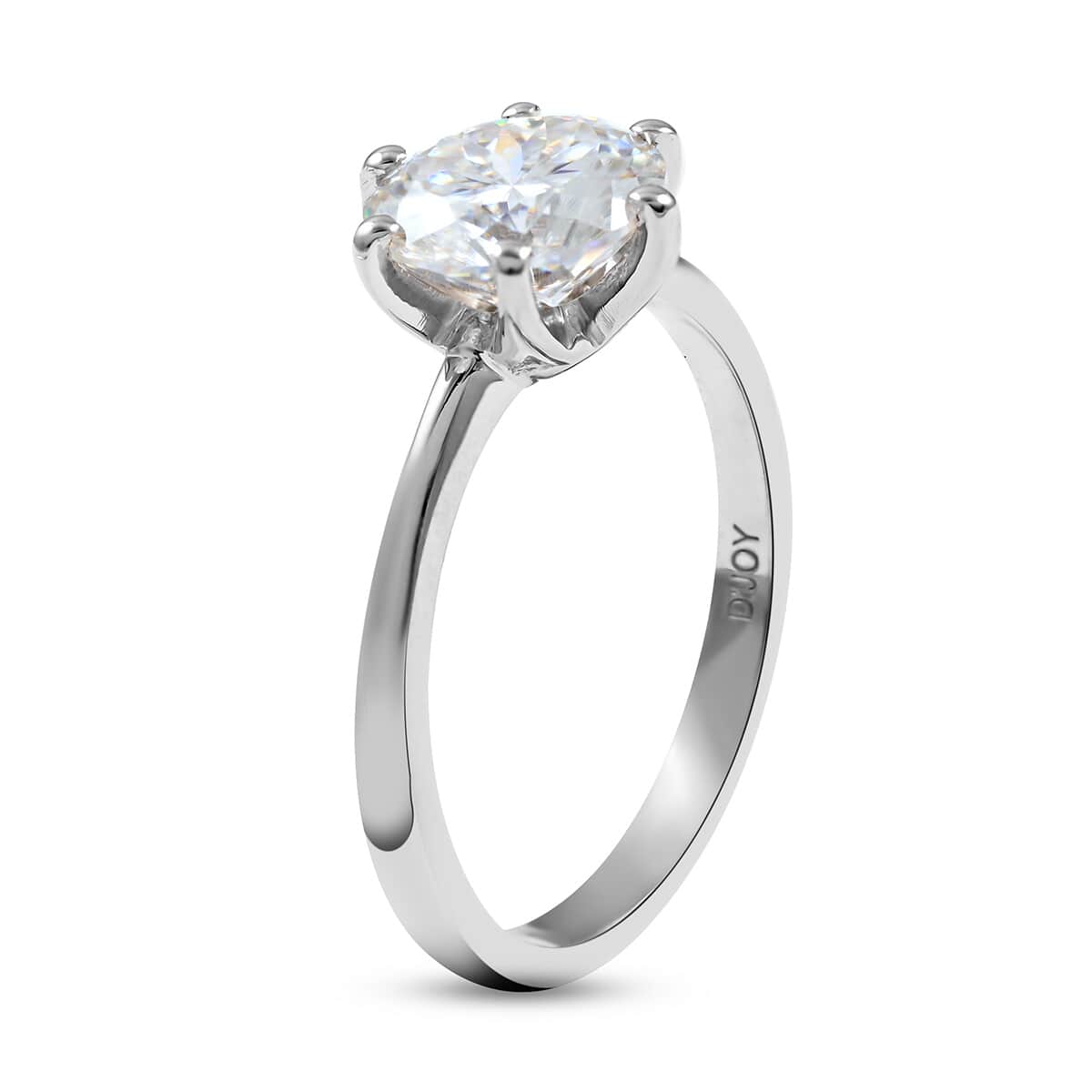 120 Facets Moissanite VS EF Solitaire Ring in Sterling Silver (Size 10.0) 2.00 ctw image number 3