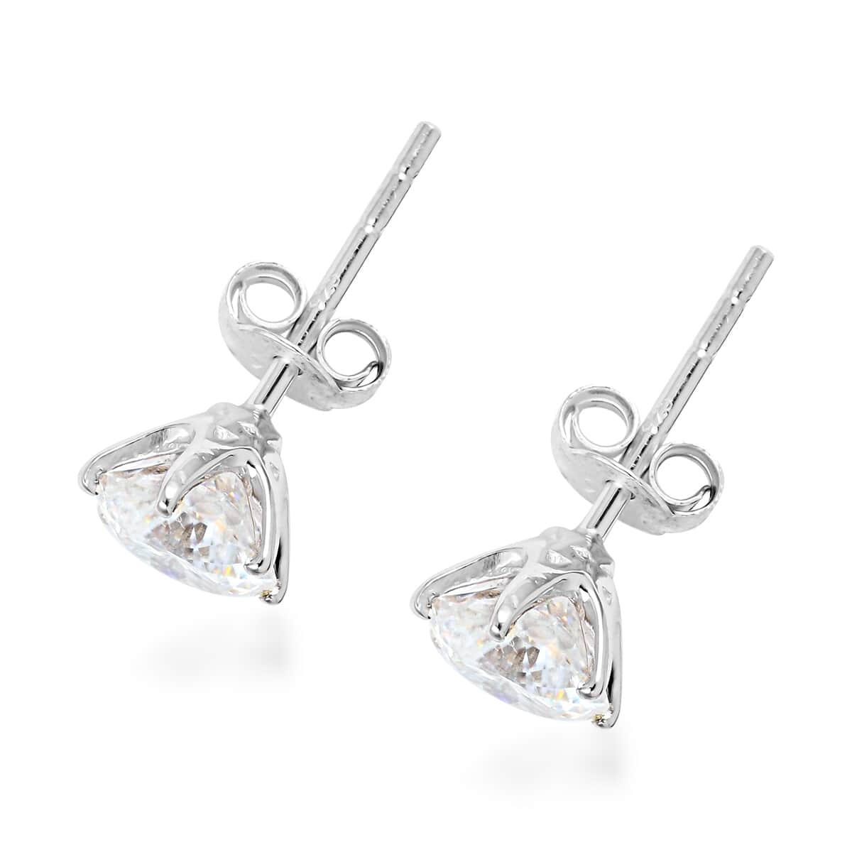 120 Facets Moissanite Solitaire Stud Earrings in Sterling Silver 2.00 ctw image number 3
