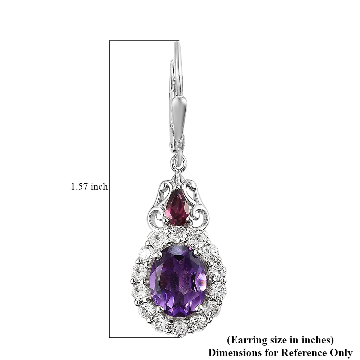 Premium Moroccan Amethyst and Multi Gemstone Lever Back Earrings in Platinum Over Sterling Silver 6.00 ctw