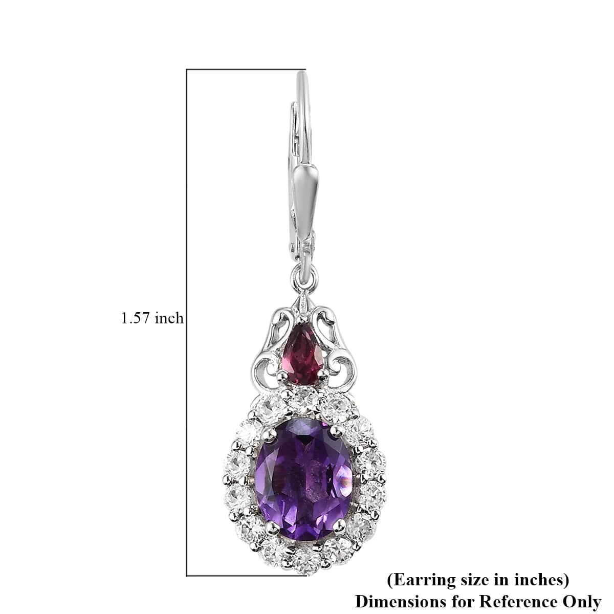 Premium Moroccan Amethyst and Multi Gemstone Lever Back Earrings in Platinum Over Sterling Silver 6.00 ctw image number 4