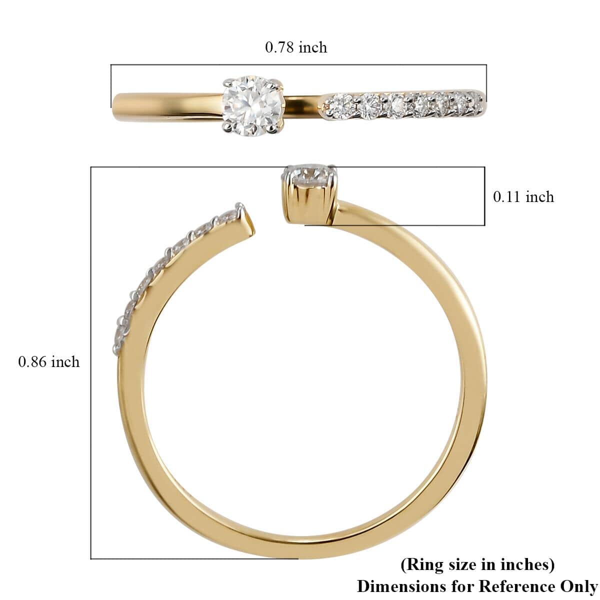 Luxoro 10K Yellow Gold Moissanite Ring (Size 7.0) 0.20 ctw image number 5