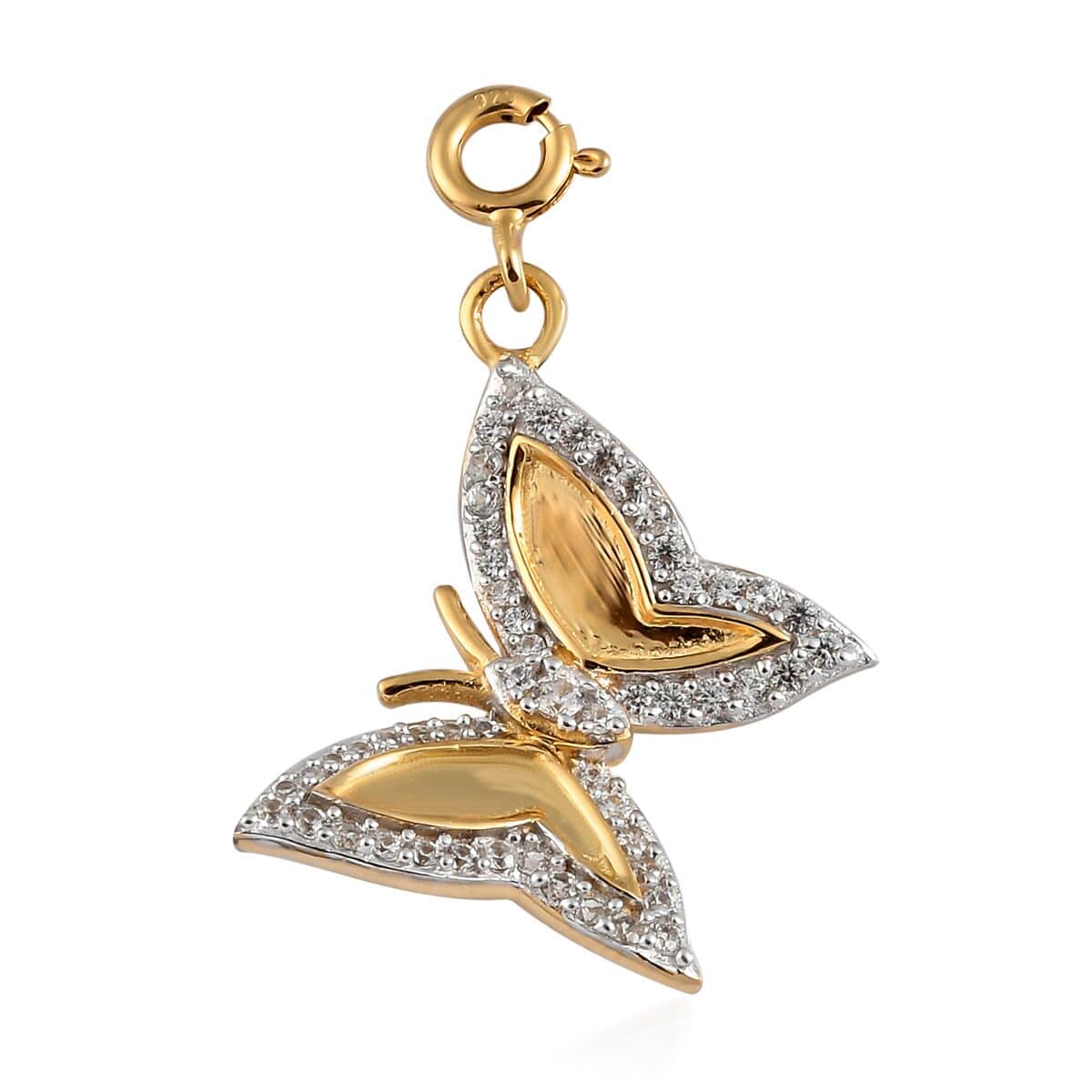 Natural White Zircon Butterfly Charm in Vermeil Yellow Gold Over Sterling Silver 0.60 ctw image number 0