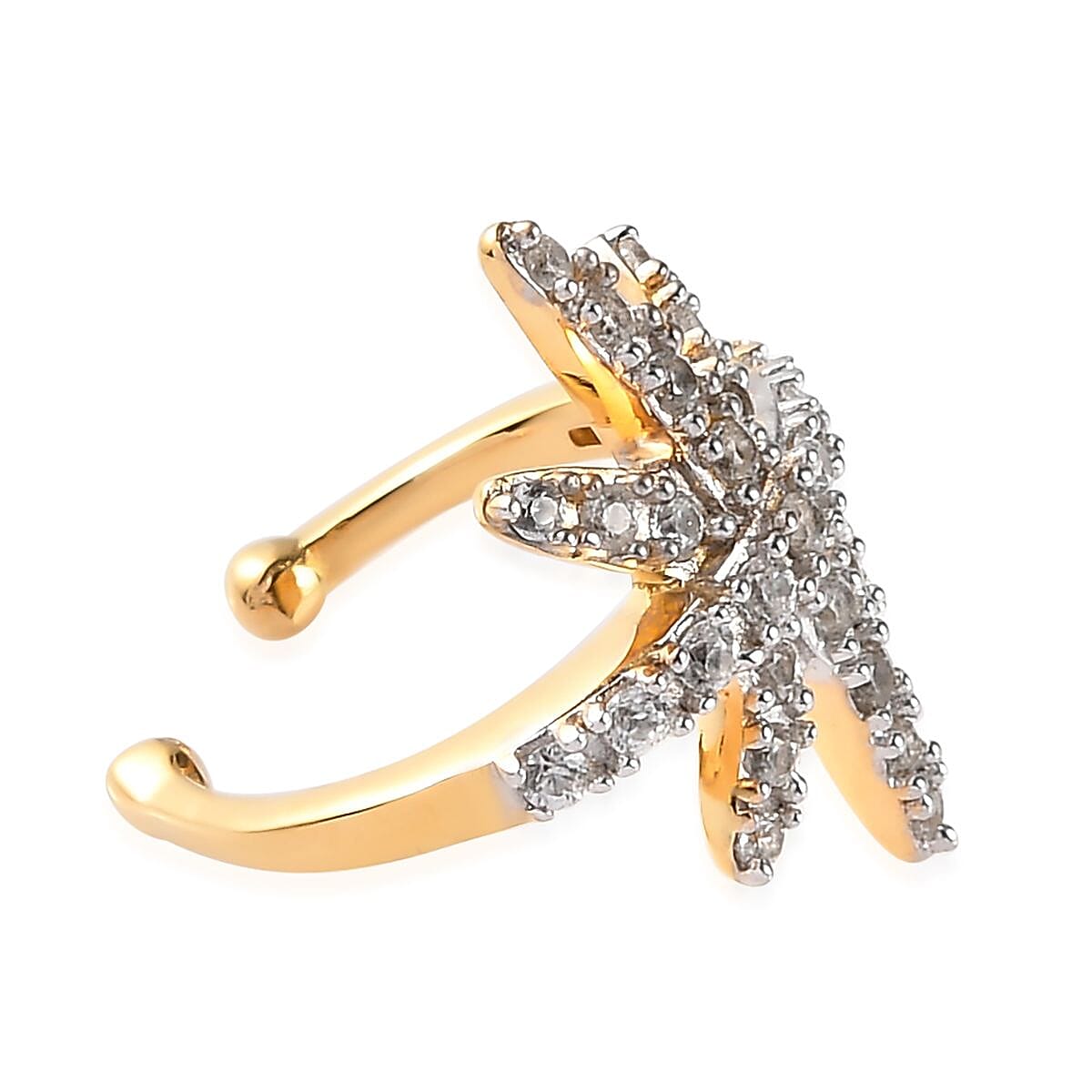 Natural White Zircon Fancy Star Burst Ear Cuff in Vermeil Yellow Gold Over Sterling Silver 0.30 ctw image number 3