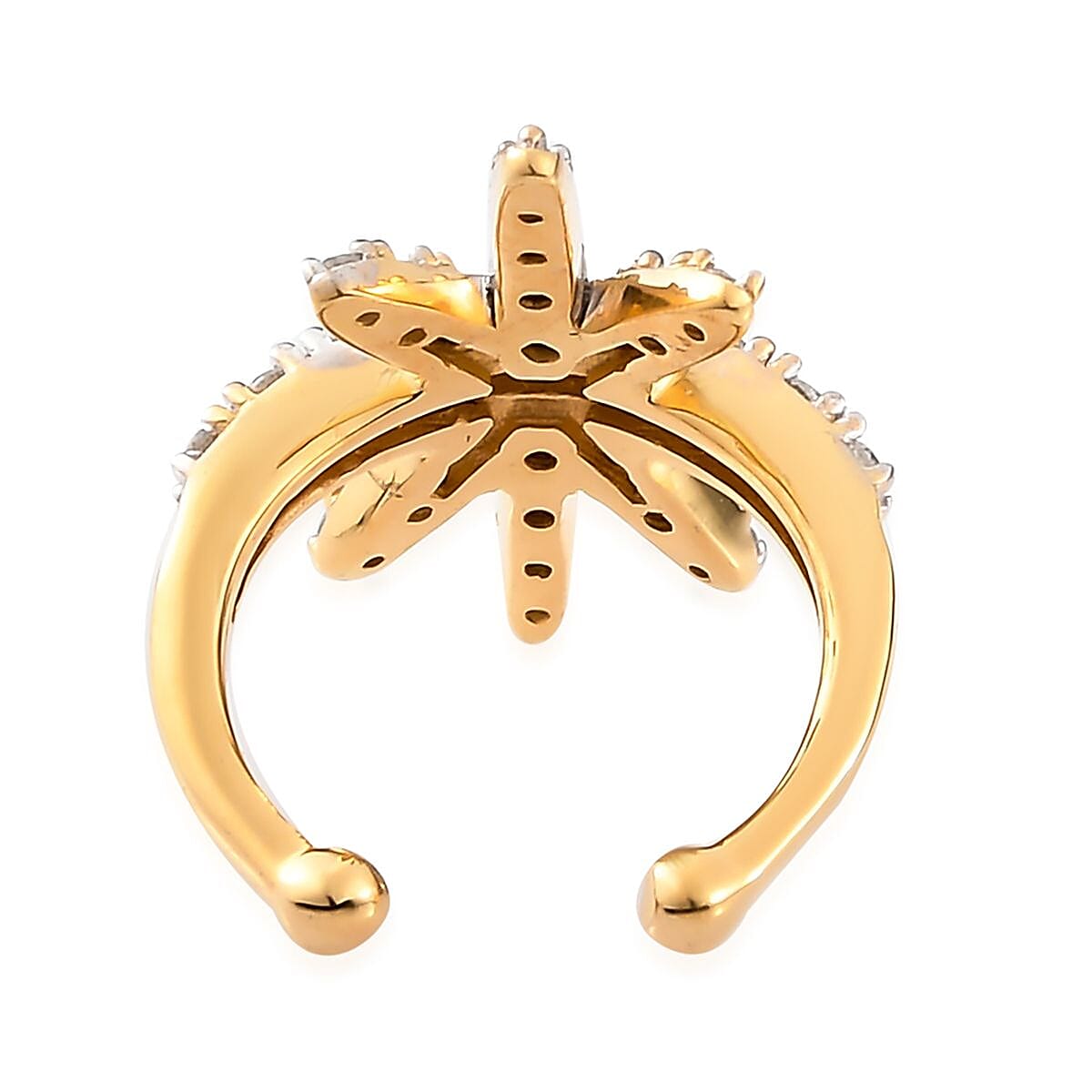 Natural White Zircon Fancy Star Burst Ear Cuff in Vermeil Yellow Gold Over Sterling Silver 0.30 ctw image number 4
