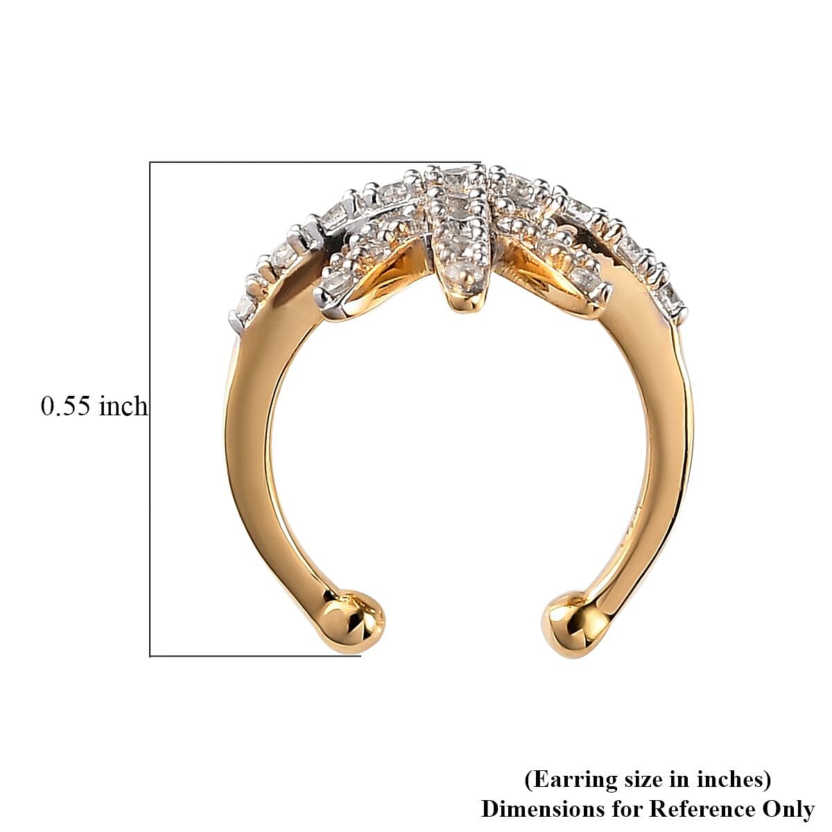 Natural White Zircon Fancy Star Burst Ear Cuff in Vermeil Yellow Gold Over Sterling Silver 0.30 ctw image number 5