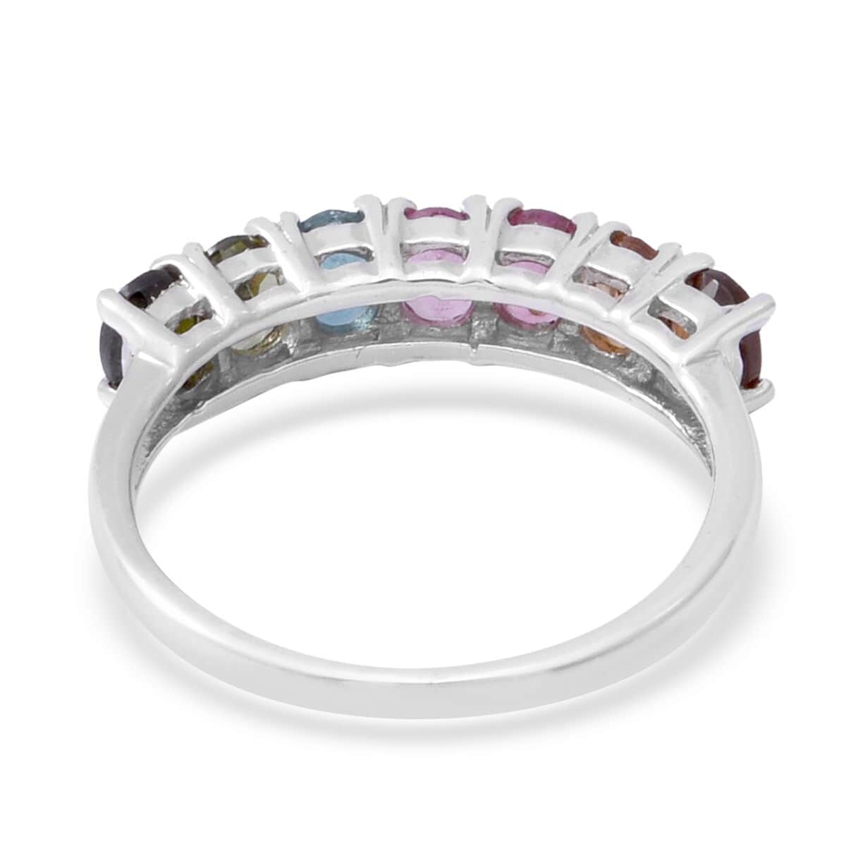 Multi-Tourmaline 7 Stone Ring in Platinum Over Sterling Silver (Size 6.0) 1.25 ctw image number 3
