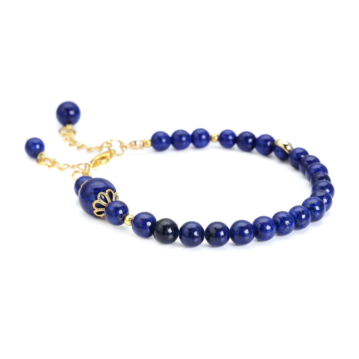 Lapis Lazuli 6-10mm Beaded Anklet in Goldtone (8-9.5In) 56.50 ctw image number 2