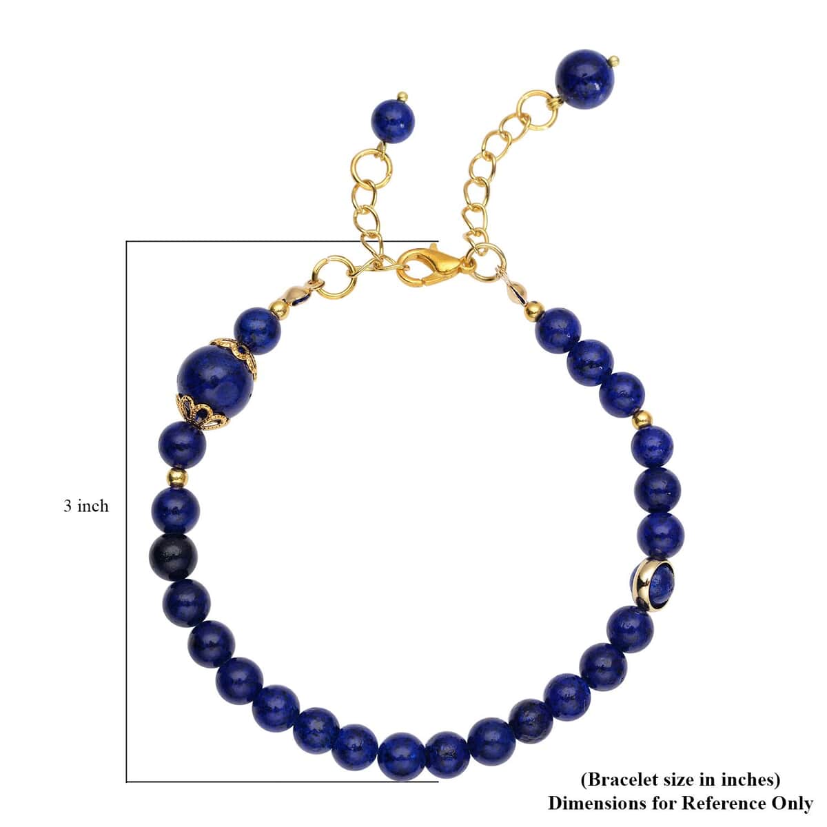 Lapis Lazuli 6-10mm Beaded Anklet in Goldtone (8-9.5In) 56.50 ctw image number 4