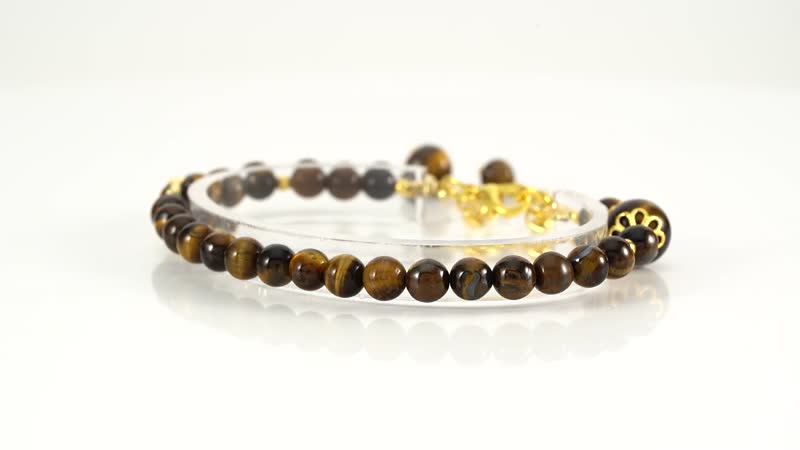 Yellow Tiger's Eye 56.50 ctw 6-10mm Beaded Anklet in Goldtone (8-9.5In)