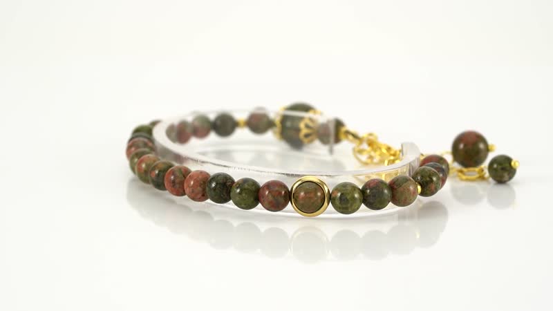 Unakite 6-10mm Beaded Anklet in Goldtone (8-9.5In) 56.50 ctw