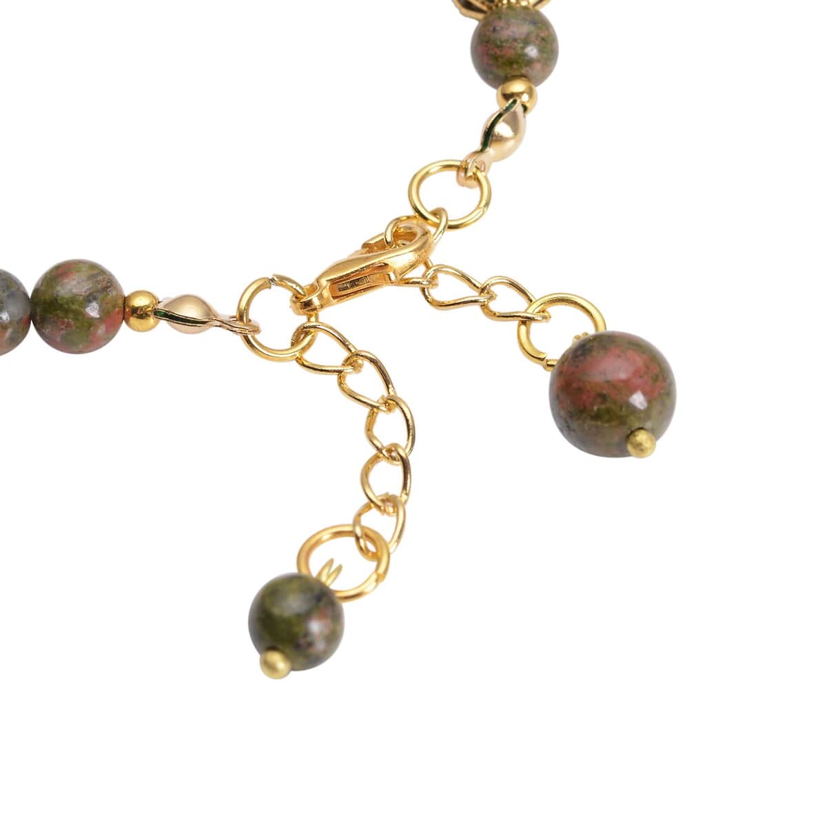 Unakite 6-10mm Beaded Anklet in Goldtone (8-9.5In) 56.50 ctw image number 3