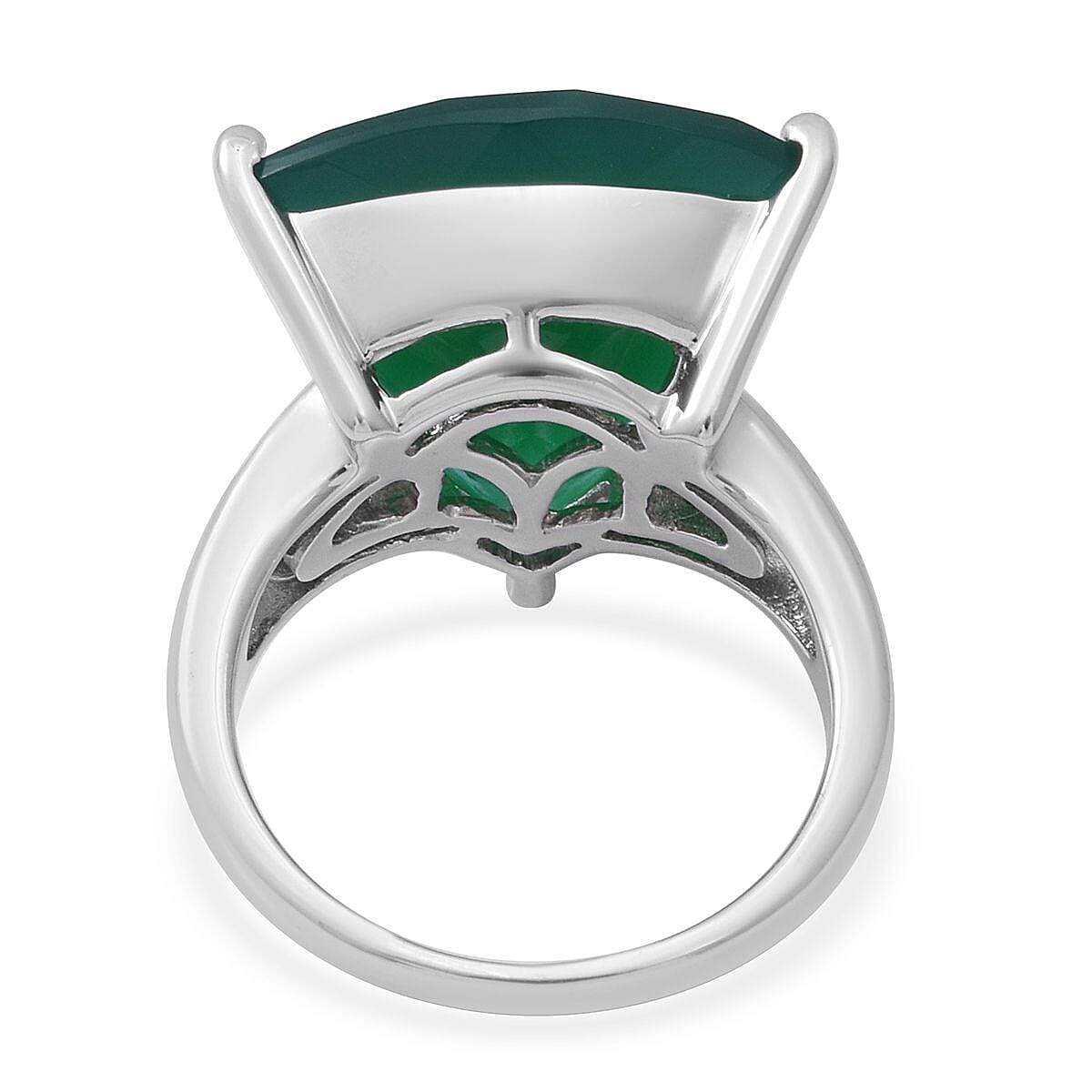 Verde Onyx and White Zircon Ring in Platinum Over Sterling Silver (Size 10.0) 15.90 ctw