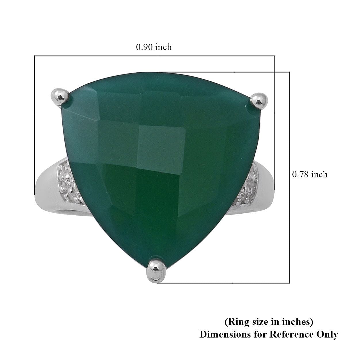 Verde Onyx and White Zircon Ring in Platinum Over Sterling Silver (Size 10.0) 15.90 ctw