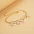 Galilea Rose Quartz Dual Row Anklet with Star Charm in Goldtone (8-11In) 10.00 ctw image number 1