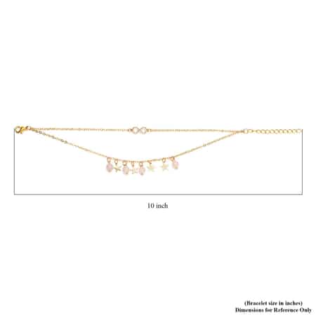 Galilea Rose Quartz Dual Row Anklet with Star Charm in Goldtone (8-11In) 10.00 ctw image number 4