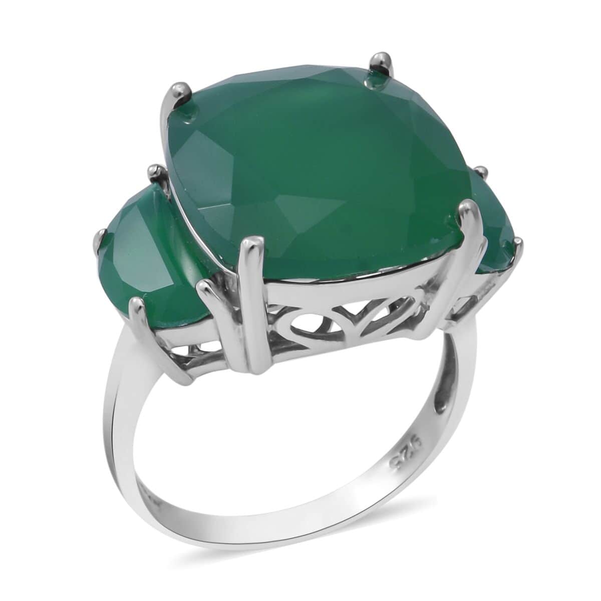 Verde Onyx Ring in Platinum Over Sterling Silver 13.00 ctw image number 2