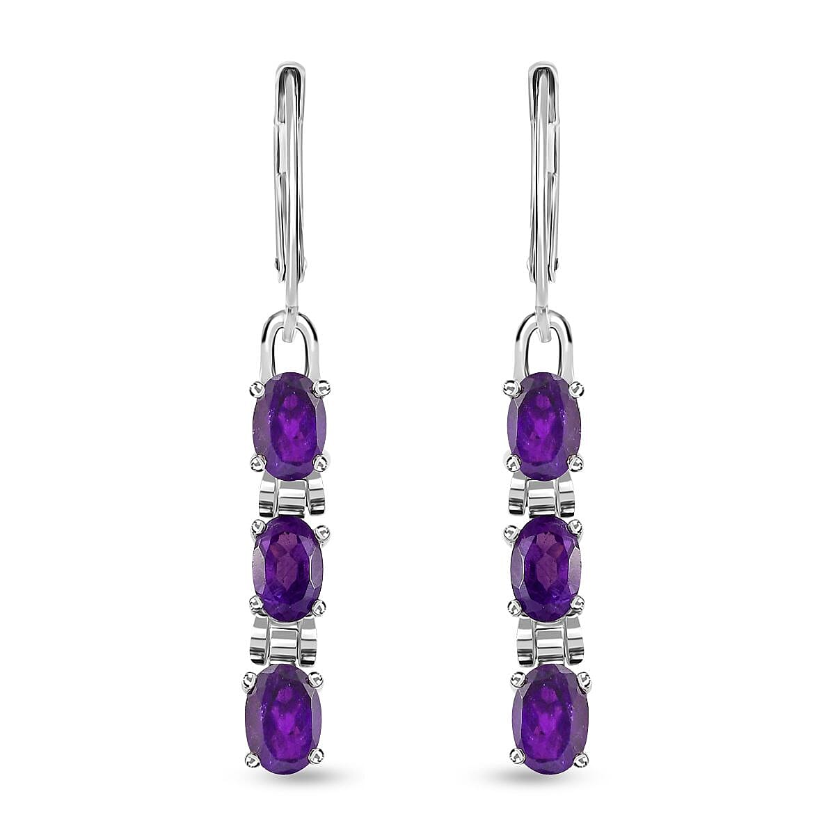 TLV Multi Gemstone Lever Back Earrings in Stainless Steel 2.90 ctw image number 0