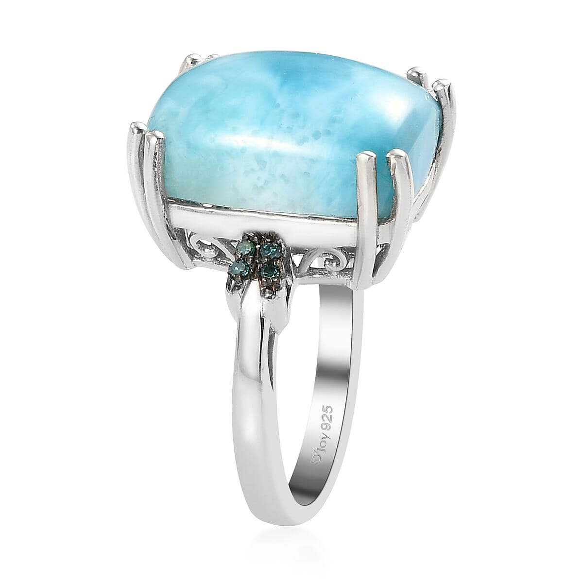 7インチF#+30 Larimar Mother of Platinum Buy Larimar and Blue Diamond Ring in Platinum Over Sterling Silver