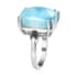 Larimar and Blue Diamond Ring in Platinum Over Sterling Silver (Size 7.0) 12.35 ctw image number 3