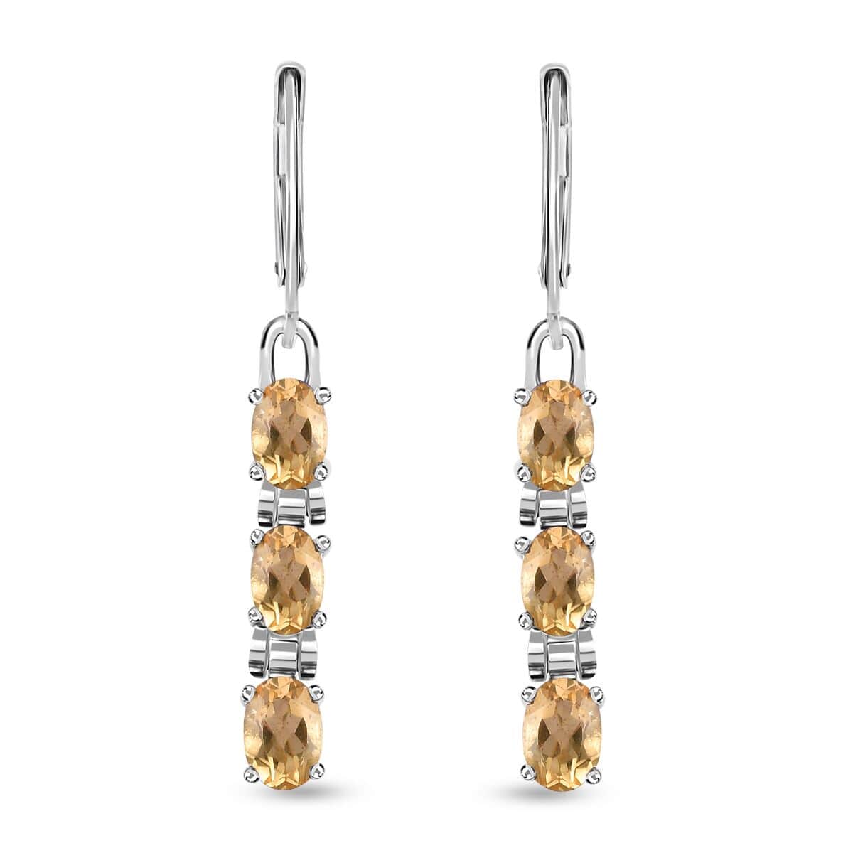 Brazilian Citrine Lever Back Earrings in Stainless Steel 2.60 ctw image number 0