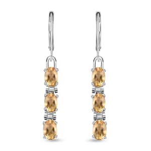 Brazilian Citrine Lever Back Earrings in Stainless Steel 2.60 ctw