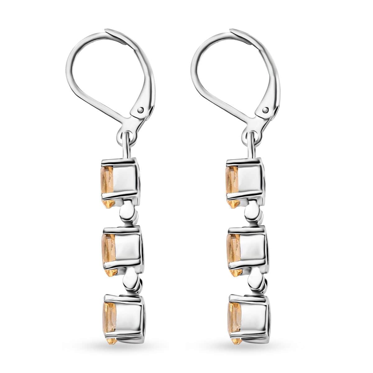 Brazilian Citrine Lever Back Earrings in Stainless Steel 2.60 ctw image number 3