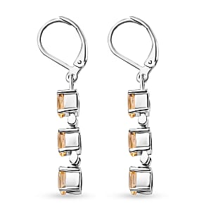 Brazilian Citrine Lever Back Earrings in Stainless Steel 2.60 ctw