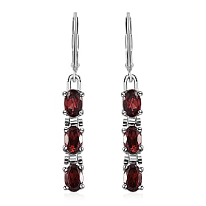 Mozambique Garnet Lever Back Earrings in Stainless Steel 3.60 ctw