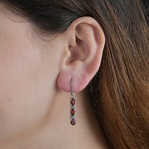 Mozambique Garnet Lever Back Earrings in Stainless Steel 3.60 ctw
