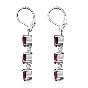 Mozambique Garnet Lever Back Earrings in Stainless Steel 3.60 ctw