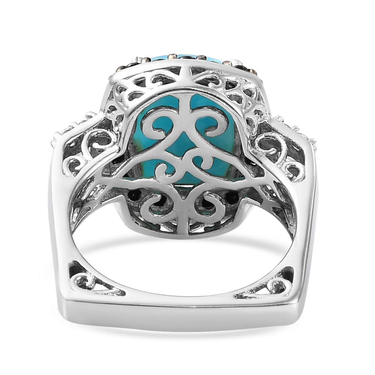 Larimar and Multi Gemstone Ring in Rhodium & Platinum Over Sterling Silver (Size 10.0) 5.65 ctw image number 4