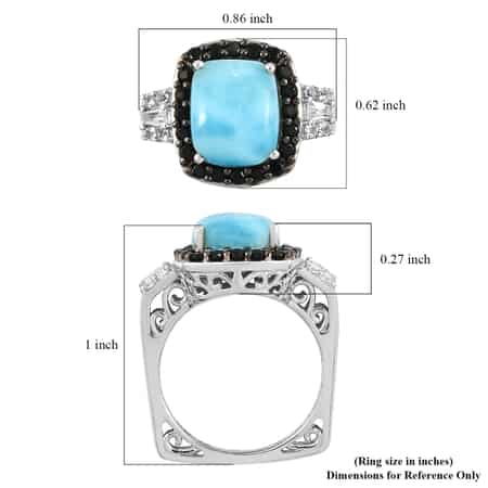 Larimar and Multi Gemstone Ring in Rhodium & Platinum Over Sterling Silver (Size 10.0) 5.65 ctw image number 5