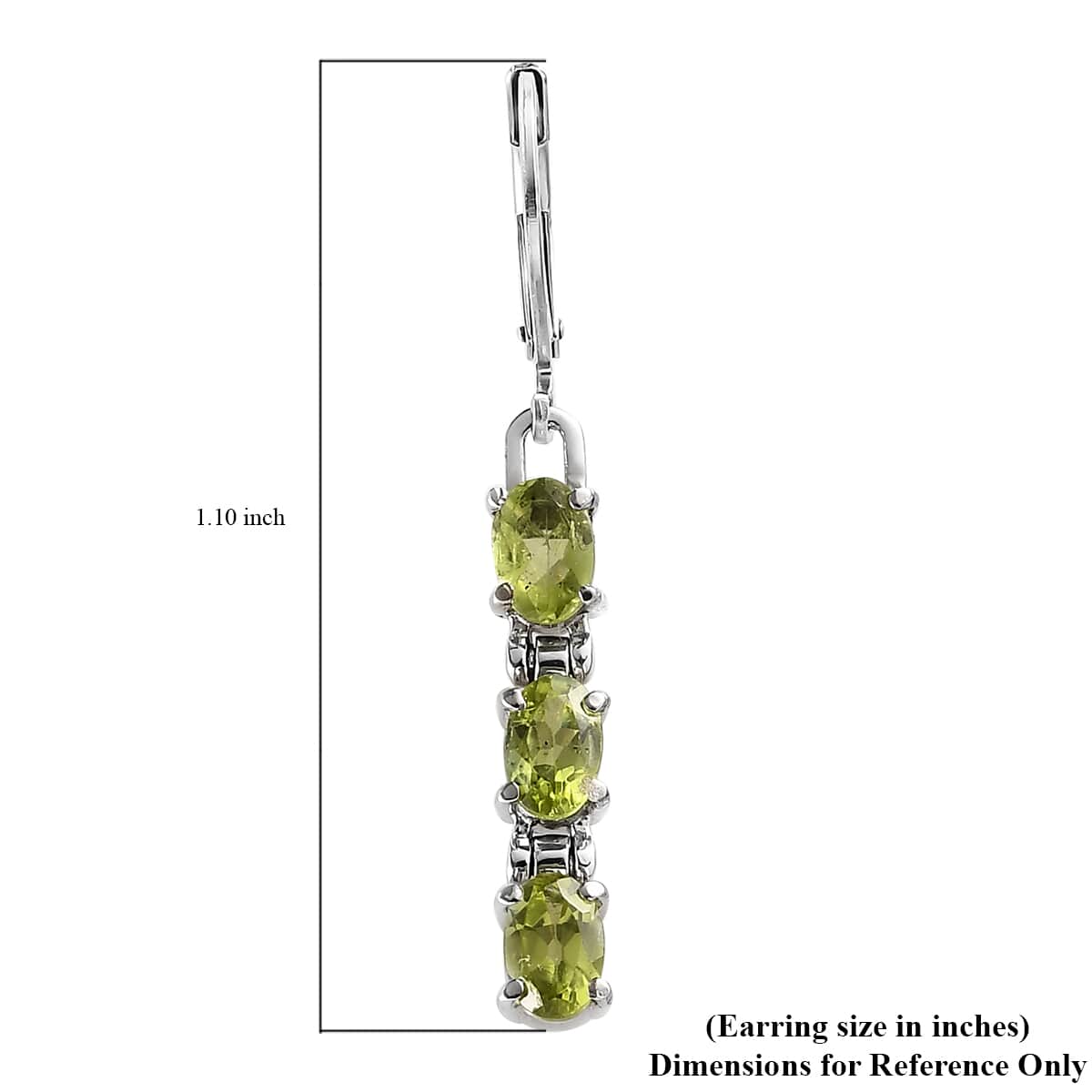 Peridot Lever Back Earrings in Stainless Steel 2.75 ctw image number 4