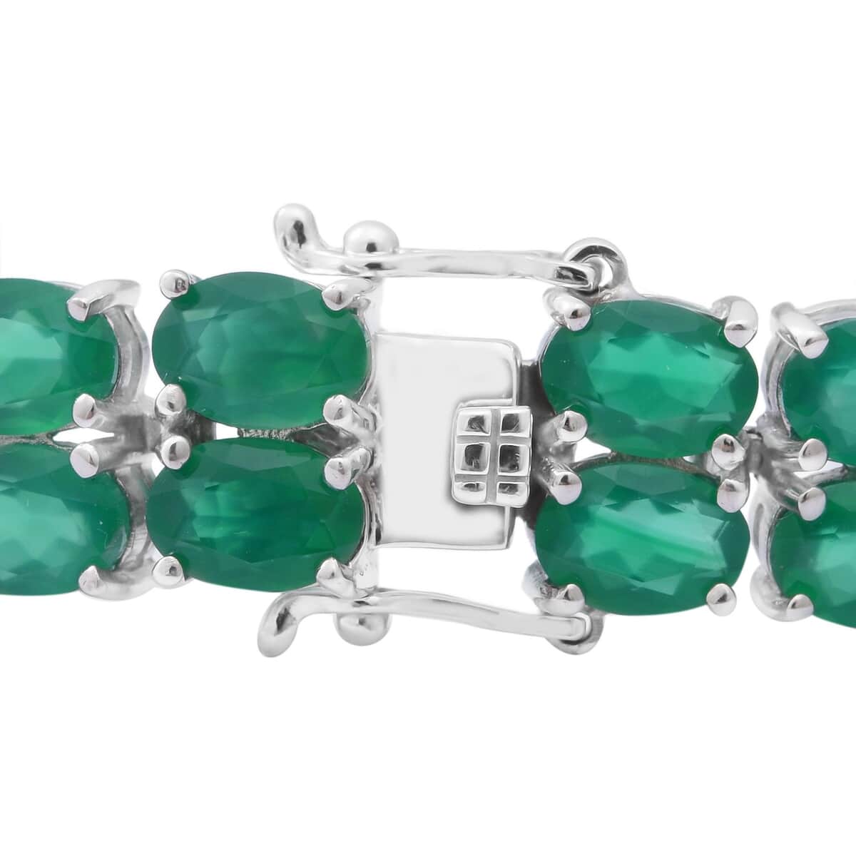 Verde Onyx Double Row Tennis Bracelet in Platinum Over Sterling Silver (6.50 In) 32.15 ctw image number 1
